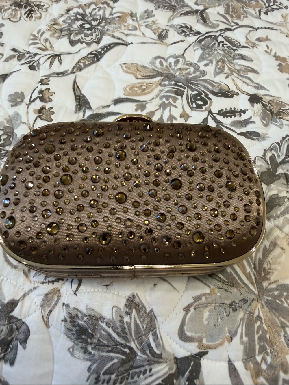 Simon Chang Satin Clutch with Jewels